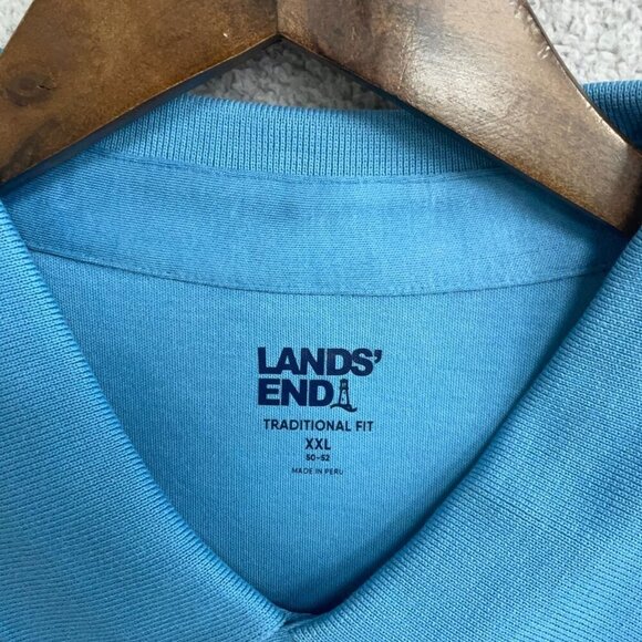 NWOT Lands' End Men's XXL Traditional Fit Blue Polo Shirt Cotton Blend - Picture 6 of 8